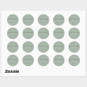 Minimalistisch script Boho Sage Green Custom Busin Ronde Sticker (Vel)