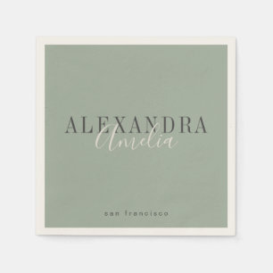Minimalistisch script Boho Sage Green Custom Busin Servet
