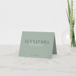 Minimalistisch script Boho saliegroen op maat zake Bedankkaart