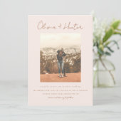 Minimalistisch script Boho Terracotta Photo Weddin Kaart (Staand voorkant)