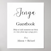 Minimalistisch script bruiloft Jenga gastenboek Poster (Voorkant)