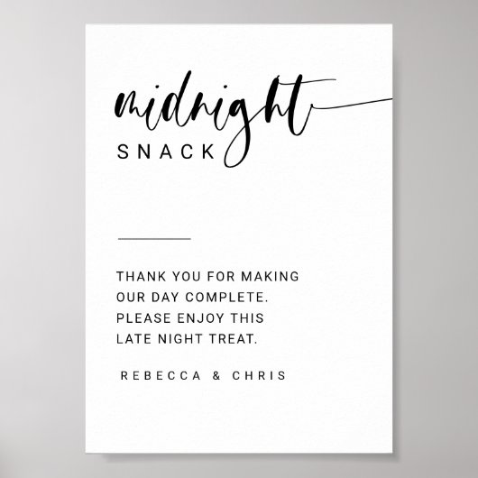 Minimalistisch Script bruiloft snack station teken Poster (Voorkant)