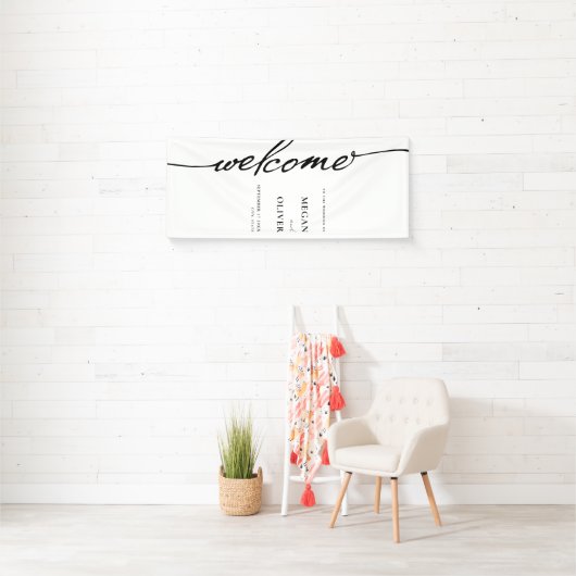 Minimalistisch script bruiloft welkom spandoek (Insitu)