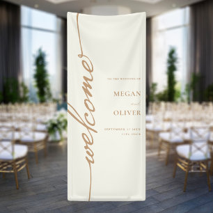 Minimalistisch script bruiloft welkom spandoek