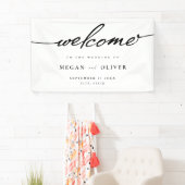 Minimalistisch script bruiloft welkom spandoek (Insitu)