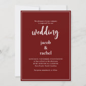Minimalistisch script Burgundy Dark Red Photo Wedu Kaart (Voorkant)