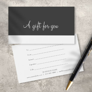 Minimalistisch script cadeaubon visitekaartje
