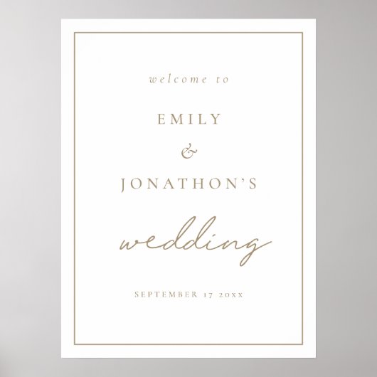 Minimalistisch Script Champagne Gold Welkom Bruilo Poster (Voorkant)