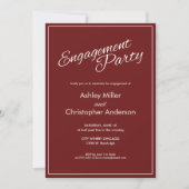 Minimalistisch Script Crimson Red Engagement Party Kaart (Voorkant)