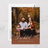 Minimalistisch Script Dankbaar Thanksgiving Foto Briefkaart (Voorkant / Achterkant)