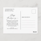 Minimalistisch Script Dankbaar Thanksgiving Foto Briefkaart (Achterkant)