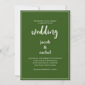 Minimalistisch script Dark Forest Green Photo Wedd Kaart (Voorkant)