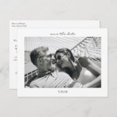 Minimalistisch script dat foto bewaart de datum aankondigingskaart (Voorkant / Achterkant)