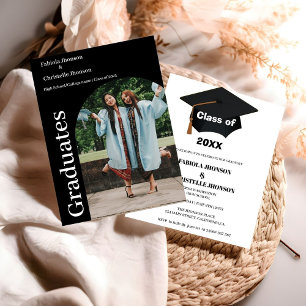 Minimalistisch script, dubbele afstuderen, klasse  aankondiging