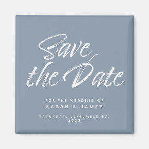 Minimalistisch Script Dusty Blue Wedding Save the  Magneet