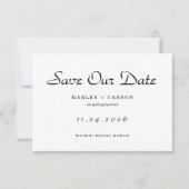 Minimalistisch Script Eenvoudige Schone Bruiloft Save The Date (Voorkant)