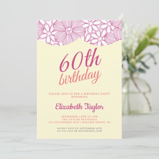 Minimalistisch script Elegant 60e verjaardagsfeest Kaart (Staand voorkant)
