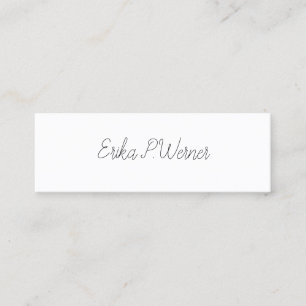 minimalistisch script elegant eenvoudig effen wit mini visitekaartje