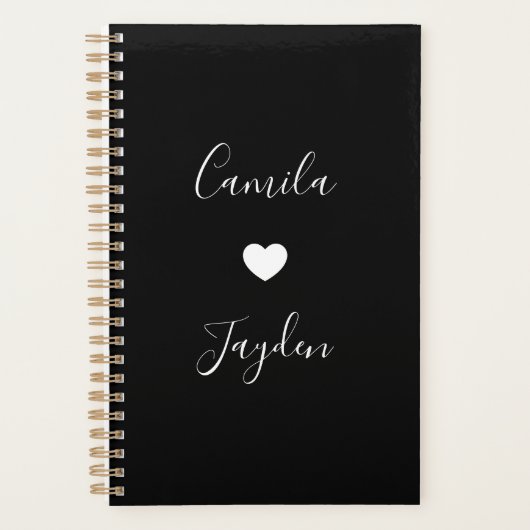 Minimalistisch script ellegant Black and White Wed Planner (Voorkant)