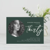 Minimalistisch script foto 30e verjaardag smaragd kaart (Staand voorkant)