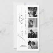 Minimalistisch Script Foto Bladwijzer Elegante Tro Save The Date (Voorkant)