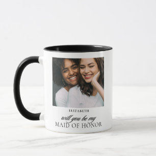 Minimalistisch script foto maid of honor voorstel mok