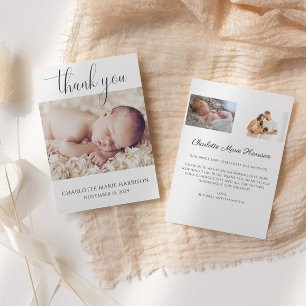 Minimalistisch Script Foto Nieuwe Baby Aankondigin Kaart