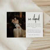 Minimalistisch script foto trouwen elopement aankondiging