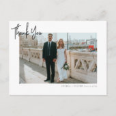Minimalistisch script foto Weddenschap Bedankt Briefkaart (Voorkant)