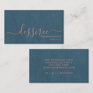 Minimalistisch script gebrand Sienna Dusty Blue Visitekaartje