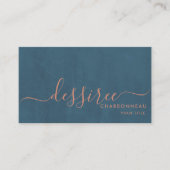 Minimalistisch script gebrand Sienna Dusty Blue Visitekaartje (Voorkant)