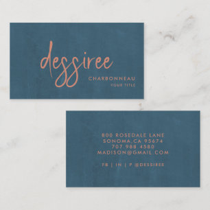 Minimalistisch script gebrand Sienna Dusty Blue Visitekaartje