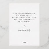 Minimalistisch script gepersonaliseerd trouwtrouwk folie feestdagenkaart (Achterkant)