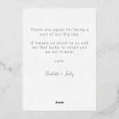 Minimalistisch script gepersonaliseerd trouwtrouwk folie feestdagenkaart (Achterkant)