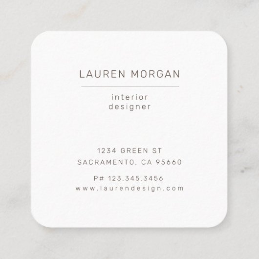 minimalistisch script getextureerd goud Visitekaar Vierkante Visitekaartje (Achterkant)