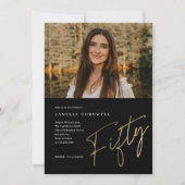 Minimalistisch Script Gold 50ste foto Verjaardag Kaart (Voorkant)