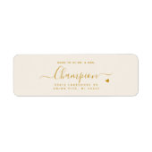 Minimalistisch Script Gold Wedding Retouradres Etiket (Voorkant)