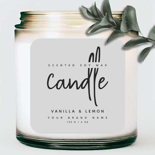 Minimalistisch script grijs productetiket sticker