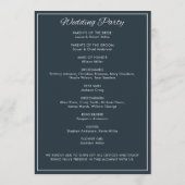 Minimalistisch Script Gunmetal Blue Wedding Programma (Achterkant)