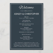 Minimalistisch Script Gunmetal Blue Wedding Programma (Voorkant)