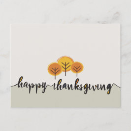 Minimalistisch script Happy Thanksgiving Herfst Tr Briefkaart