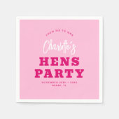 Minimalistisch script Hot Pink Modern Hens Party Servet (Voorkant)