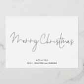 Minimalistisch script kerst echt folie feestdagenkaart (Voorkant)