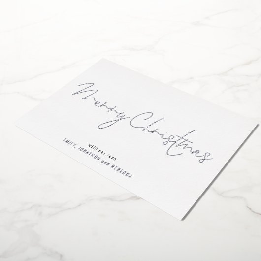 Minimalistisch script kerst echt folie feestdagenkaart (Gedraaid)