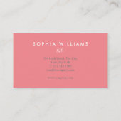 Minimalistisch Script Koraal en wit Visitekaartje (Achterkant)