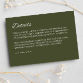 Minimalistisch Script Leger Green Wedding Informatiekaartje