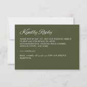 Minimalistisch Script Leger Green Wedding RSVP Kaartje (Voorkant)