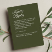 Minimalistisch Script Leger Green Wedding RSVP Kaartje