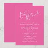 Minimalistisch Script Leuk Hot Pink Modern Bat Mit Kaart (Voorkant / Achterkant)