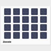 Minimalistisch script marineblauw vierkante sticker (Vel)